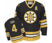 Youth CCM Boston Bruins #4 Bobby Orr Authentic Black Throwback NHL Jersey