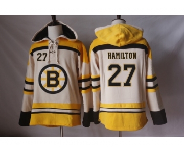 Men's Boston Bruins #27 Dougie Hamilton Cream Sawyer Hooded Sweatshirt Stitched NHL Jersey