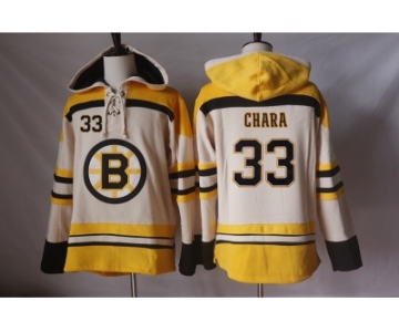Men's Boston Bruins #33 Zdeno Chara Cream Sawyer Hooded Sweatshirt Stitched NHL Jersey