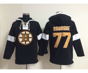 nhl jerseys boston bruins #77 bourque black-white[pullover hooded sweatshirt]