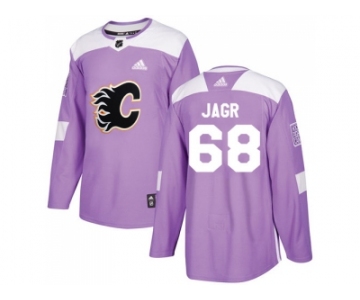 Men Adidas Calgary Flames #68 Jaromir Jagr Purple Authentic Fights Cancer Stitched NHL Jersey