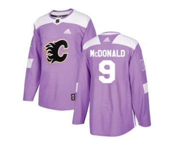 Men Adidas Calgary Flames #9 Lanny McDonald Purple Authentic Fights Cancer Stitched NHL Jersey