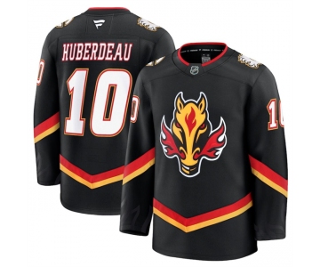 Men's Calgary Flames #10 Jonathan Huberdeau Black 2024-25 Alternate Stitched Hockey Jersey