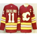 Men's Calgary Flames #11 Mikael Backlund Red Authentic Jersey