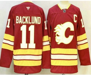 Men's Calgary Flames #11 Mikael Backlund Red Authentic Jersey
