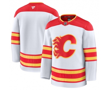 Men's Calgary Flames Blank White 2024-25 Away Stitched Hockey Jersey