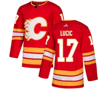 Men's Flames #17 Milan Lucic Red Alternate Authentic Stitched Hockey Jersey