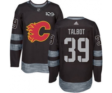 Men's Flames #39 Cam Talbot Black 1917-2017 100th Anniversary Stitched Hockey Jersey