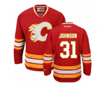 Men's Reebok Calgary Flames #31 Chad Johnson Authentic Red Third NHL Jersey
