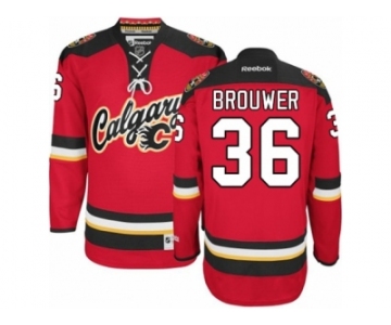 Men's Reebok Calgary Flames #36 Troy Brouwer Authentic Red New Third NHL Jersey