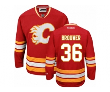 Men's Reebok Calgary Flames #36 Troy Brouwer Authentic Red Third NHL Jersey