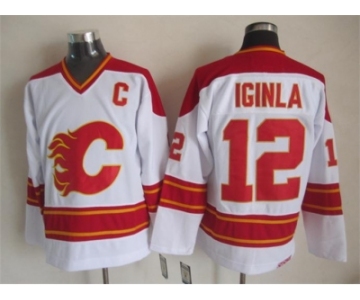 nhl jerseys calgary flames #12 jarome iginla white [throwback ccm]