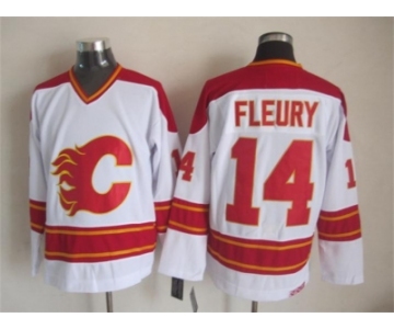nhl jerseys calgary flames #14 theoren fleury white [throwback ccm]