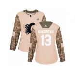 Women Adidas Calgary Flames #13 Johnny Gaudreau Camo Authentic 2017 Veterans Day Stitched NHL Jersey