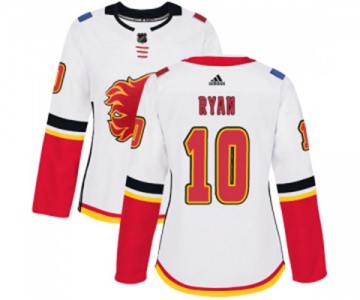 Women Calgary Flames #10 Derek Ryan Authentic White Away Hockey Jersey