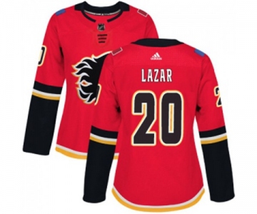 Women Calgary Flames #20 Curtis Lazar Authentic Red Home Hockey Jersey
