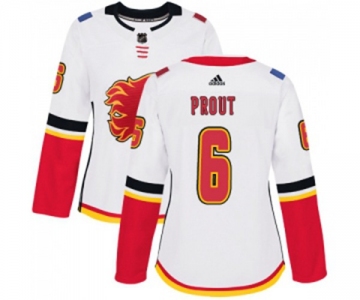 Women Calgary Flames #6 Dalton Prout Authentic White Away Hockey Jersey