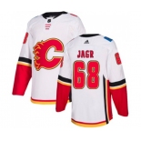 Women Calgary Flames #68 Jaromir Jagr Authentic White Away Hockey Jersey