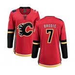 Women Calgary Flames #7 TJ Brodie Fanatics Branded Red Home Breakaway Hockey Jersey