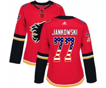 Women Calgary Flames #77 Mark Jankowski Authentic Red USA Flag Fashion Hockey Jersey