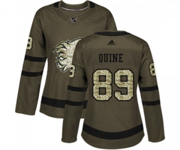 Women Calgary Flames #89 Alan Quine Authentic Green Salute to Service Hockey Jersey