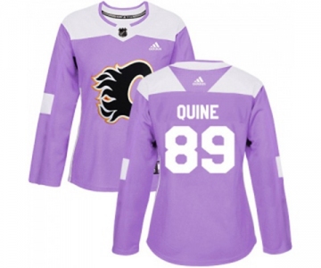 Women Calgary Flames #89 Alan Quine Authentic Purple Fights Cancer Practice Hockey Jersey