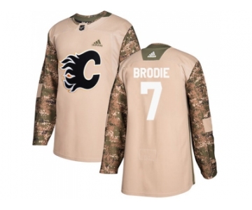 Youth Adidas Calgary Flames #7 TJ Brodie Camo Authentic 2017 Veterans Day Stitched NHL Jersey