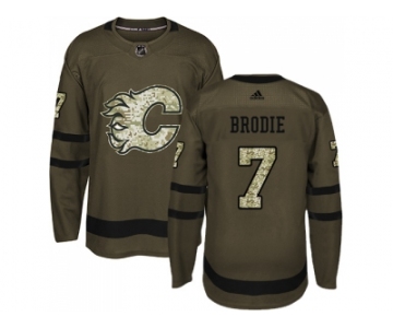 Youth Adidas Calgary Flames #7 TJ Brodie Green Salute to Service Stitched NHL Jersey
