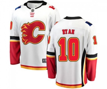 Youth Calgary Flames #10 Derek Ryan Authentic White Away Fanatics Branded Breakaway Hockey Jersey