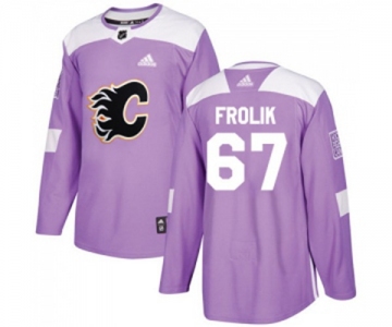 Youth Calgary Flames #67 Michael Frolik Authentic Purple Fights Cancer Practice Hockey Jersey