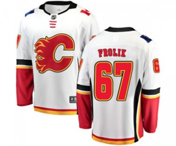 Youth Calgary Flames #67 Michael Frolik Fanatics Branded White Away Breakaway Hockey Jersey