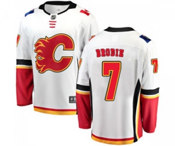 Youth Calgary Flames #7 TJ Brodie Fanatics Branded White Away Breakaway Hockey Jersey