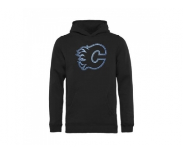 Calgary Flames Black Pond Hockey Pullover Hoodie