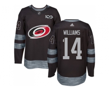 Men Adidas Carolina Hurricanes #14 Justin Williams Black 1917-2017 100th Anniversary Stitched NHL Jersey