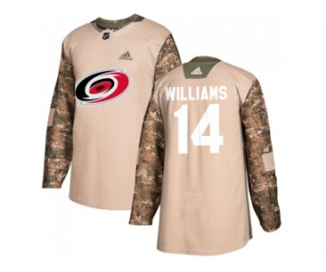 Men Adidas Carolina Hurricanes #14 Justin Williams Camo Authentic 2017 Veterans Day Stitched NHL Jersey