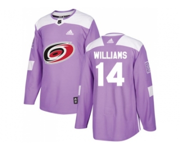 Men Adidas Carolina Hurricanes #14 Justin Williams Purple Authentic Fights Cancer Stitched NHL Jersey