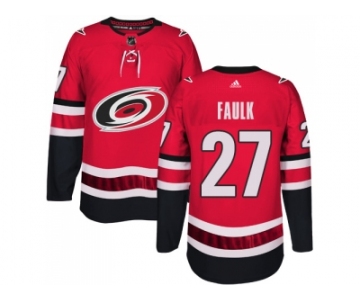 Men Adidas Carolina Hurricanes #27 Justin Faulk Authentic Red Home NHL Jersey