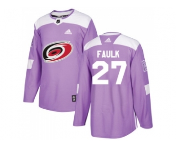 Men Adidas Carolina Hurricanes #27 Justin Faulk Purple Authentic Fights Cancer Stitched NHL Jersey