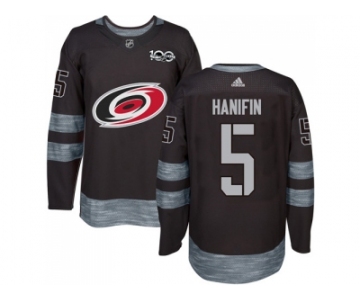 Men Adidas Carolina Hurricanes #5 Noah Hanifin Black 1917-2017 100th Anniversary Stitched NHL Jersey