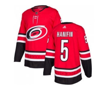 Men Adidas Carolina Hurricanes #5 Noah Hanifin Red Home Authentic Stitched NHL Jersey
