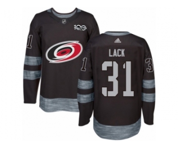 Men's Adidas Carolina Hurricanes #31 Eddie Lack Authentic Black 1917-2017 100th Anniversary NHL Jersey