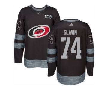Men's Adidas Carolina Hurricanes #74 Jaccob Slavin Authentic Black 1917-2017 100th Anniversary NHL Jersey