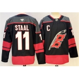 Men's Carolina Hurricanes #11 Jordan Staal Black 2024-25 With C Patch Stitched Hockey Jersey Men's Carolina Hurricanes #11 Jordan Staal Black 2024-25 With C Patch Stitched Hockey Jersey