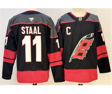Men's Carolina Hurricanes #11 Jordan Staal Black 2024-25 With C Patch Stitched Hockey Jersey