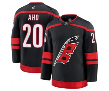 Men's Carolina Hurricanes #20 Sebastian Aho Black 2024-25 Home Stitched Hockey Jersey