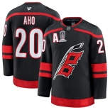 Men's Carolina Hurricanes #20 Sebastian Aho Black 2026 Stanley Cup Champions And A Patch Home Stitched Hockey Jersey