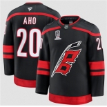 Men's Carolina Hurricanes #20 Sebastian Aho Black 2026 Stanley Cup Champions Home Stitched Jersey