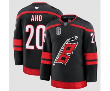 Men's Carolina Hurricanes #20 Sebastian Aho Black 2026 Stanley Cup Final Home Premium Hockey Stitched Jersey