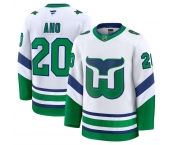 Men's Carolina Hurricanes #20 Sebastian Aho White 2024-25 Throwback Stitched Hockey Jersey