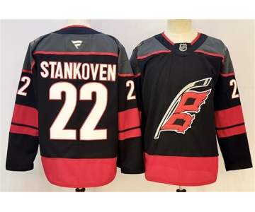 Men's Carolina Hurricanes #22 Logan Stankoven Black 2024-25 Home Stitched Hockey Jersey